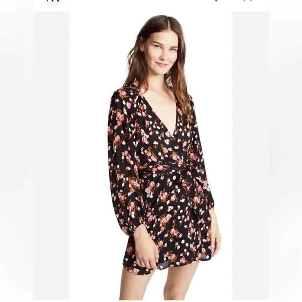 NWT Womens A.L.C floral silk Carlo wrap mini wrap dress size 6